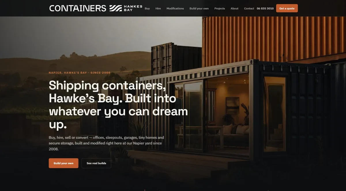 Containers Hawke's Bay website homepage